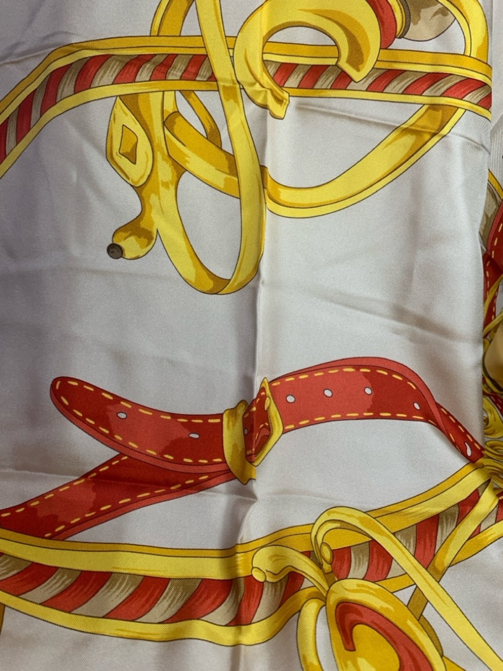 Celine Yellow, Cream & Red Gold Chain Silk Scarf - Picture 17 of 17